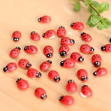 Imagem de 20PCS Realistic Ladybug Figurines - 1 Inch Resin Garden Decor for Fairy Gardens, DIY Terrariums, Dollhouse Miniatures and Outdoor Landscape Ornaments (Red)