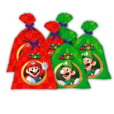 Imagem de 8 Sacolas Lembrancinhas Surpresa Decoração Super Mario Festa - Cromus