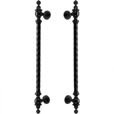 Imagem de Puxador Duplo Veneza Preto Fosco 800Mm Porta Pivotante