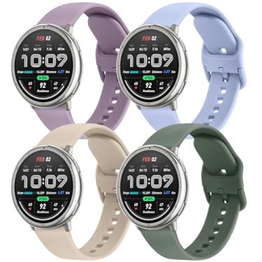 Imagem de AK Pacote com 4 pulseiras compatíveis com Amazfit Active 2/Active Watch Women Men, pulseira de substituição macia para Amazfit GTS 4 3 2 2e/GTS 4 2 Mini/GTR mini/Bip 3/3 Pro/Bip U Pro/Bip S Lite (D)