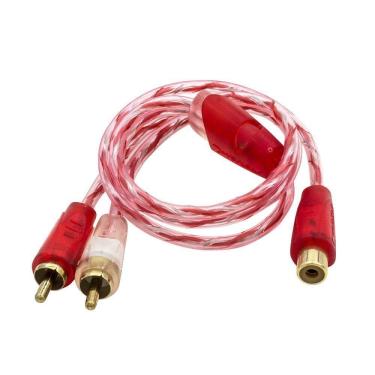 Imagem de Cabo De Som Automotivo 2 Rca (m) X 1 Rca (f) 40 Cm Bronze Cristal Stetsom