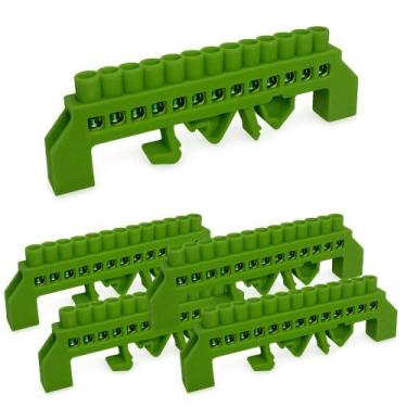 Imagem de Kit 5 barramento din distr vd terra 12p c/proteçao sibratec