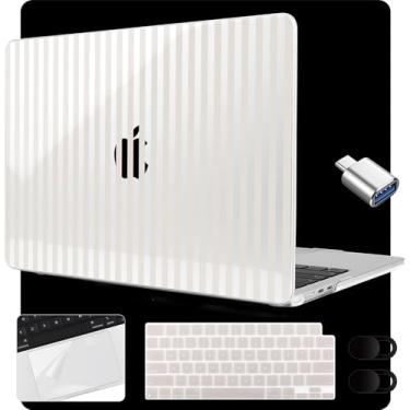 Imagem de MEEgoodo Capa para MacBook Air de 15 polegadas M4/M3/M2 2025 2024 2023, compatível com modelo (A3241/A3114/A2941) para MacBook Air de 15 polegadas, laptop com capa de teclado e câmera e adaptador OTG