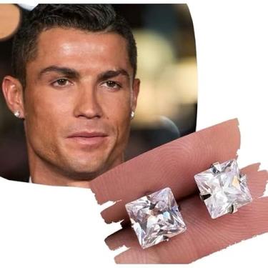 Imagem de Brinco Ponto de Luz em Aço Cirúrgico 316L, Zircônia Quadrada, Unissex, 4mm-10mm, 2 Pares