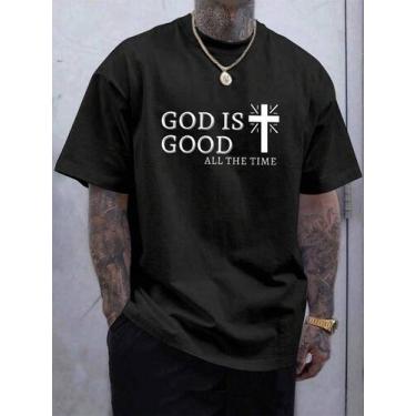 Imagem de Camiseta Masculina Basica Inspiradora Estampada Jesus Fé - crushed, Pr