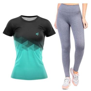 Imagem de Kit Blusa Academia Feminina Legging Lisa Fitness Treino Caminhada pila