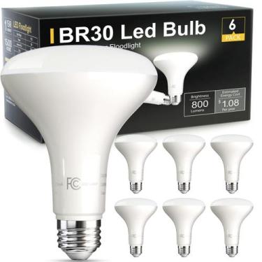Imagem de Lâmpadas LED TJOY BR30 9W 5000K 800lm, pacote com 6 unidades, E26, reg