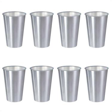 Imagem de Kit 8 Copos 500 Ml Label Inox 14X8,5Cm Leve Prático Multiuso