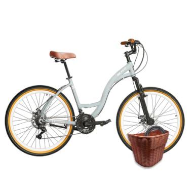 Imagem de Kit Bicicleta BLITZ Aro 26 Cômodo Alumínio Urbana Sh 21V Freio a Disco + Cestinha e cadeado (Azul, 18)