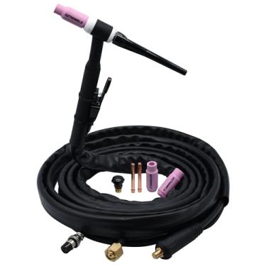 Imagem de GZTIGWELD Tocha de soldagem TIG WP-17F SR-17F cabeça flexível 150Amp resfriada a ar 3 pés 4 metros (WP-17F 13 pés)