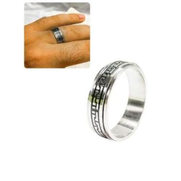 Imagem de Anel Dedeira 7mm Masculino Prateado Preto Viking Minimalista Elegante Básico Aço Inox-Unissex