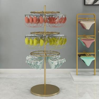 Imagem de CUTPOIY Loja de roupas íntimas, suporte de exibição de sutiã de shorts de loja de varejo, organizador de cabide de 3/4 camadas de piso para shopping center (ouro 3 níveis)