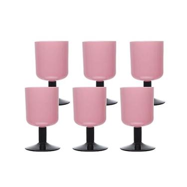 Imagem de SUREK Belo conjunto de copos de vinho modernos copos de coquetel de vidro rosa vermelho criativo conjunto de copos de uísque 300 ml/286.3 g personalizar