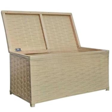 Imagem de Caixa Organizadora de Brinquedos com Tampa Articulada - Design Moderno em Tecido, Estrutura em Madeira e Pronta para Uso (palha)