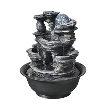 Imagem de XFNVXC Fonte de mesa cascata de mesa resina laminada cachoeira zen fonte de meditação interior para escritório, casa, quarto, mesa, fonte de água