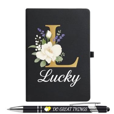 Imagem de Vebermo Hardcover Notebook-Personalized Notebooks with Creative Letter Design, Personalized A5 Journal Notebook Daily Journals For Writing-192 Lined Pages 8.3 x 5.8 Inch, Style 1, Black