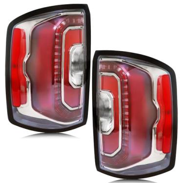 Imagem de Wksaesi Conjunto de luz traseira de LED compatível com GMC Sierra 1500 | 1500 Denali 2014 2015 2016 2017 2018, lâmpada de freio traseira de LED para 84365930 84365931, lente transparente com invólucro