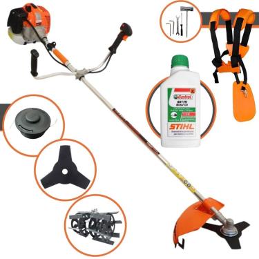 Imagem de Roçadeira Lateral Vulcan VR620H À Gasolina 62cc 3HP de Potência 12.500rpm Completo Com Carretel Nylon + Lâmina 3 Pontas + Enxada Rotativa + ÓLEO STIHL