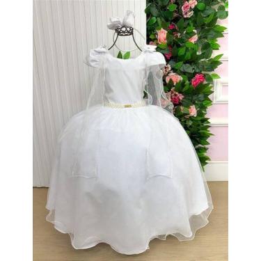 Imagem de Vestido Longo Diamante Branco Banana Club para Meninas, 10