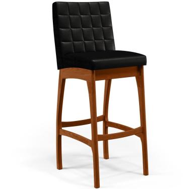 Imagem de Banqueta Alta Para Cozinha Sala de Jantar Fixa Mila L02 Facto Preto Metalizado - Lyam Decor