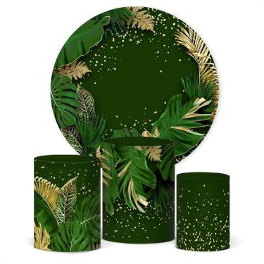 Imagem de Painel De Festa E Capa Cilindro Decoração Sublimado Folhage