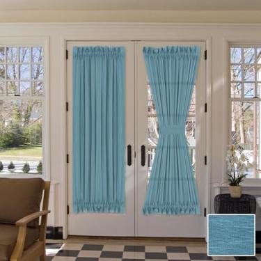 Imagem de H.VERSAILTEX Cortinas francesas de linho, semitransparentes, com redução de luz, portas de privacidade, capa de janela com amarração | Bolso para varão 1 painel para portas de vidro da sala de estar