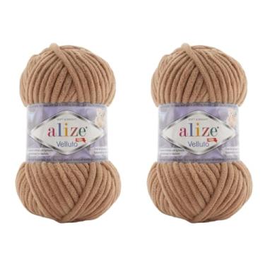 Imagem de Cobertor de bebê Alize Velluto 100% micropoliéster fio de veludo lote de 2 skn 150 jardas 2 x 100 gramas, peso do fio: super volumoso (429 - Camel)