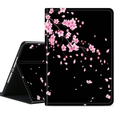 Imagem de Com suporte para lápis, compatível com Apple iPad 10ª geração, capa protetora para tablet de 10,9 polegadas, capa protetora antiderrapante ajustável, flores de cerejeira