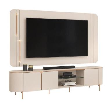 Imagem de Rack Bancada com Painel Led Para TV Até 75 Polegadas Lívia Off White -