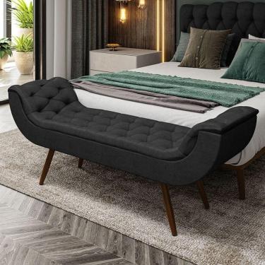 Imagem de Recamier Puff Estofado King 195 Cm Drusa Veludo Preto