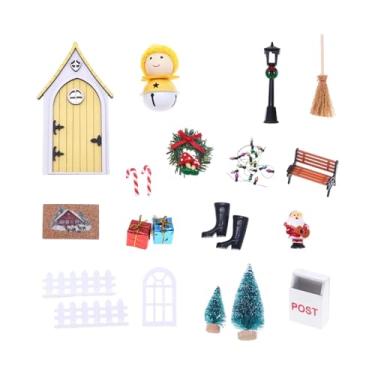 Imagem de Almencla Conjunto de porta de fadas em miniatura elfo de Natal, acessórios para casa de bonecas 1/12, boneco de neve de Papai Noel, decoração para festas, Amarelo