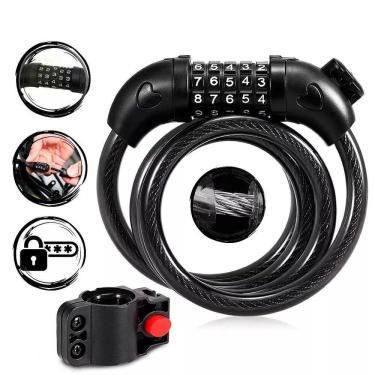 Imagem de Cadeado Bicicleta Reforçado Cabo Aço Bloqueador Senha