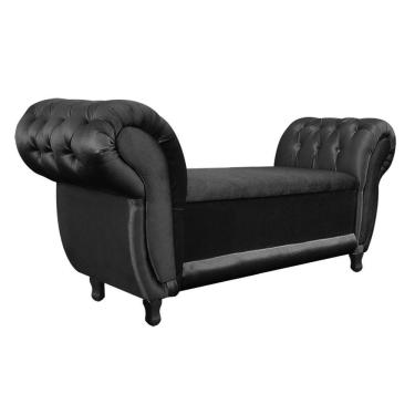 Imagem de Recamier com Baú Grécia Namoradeira Calçadeira Corino Preto