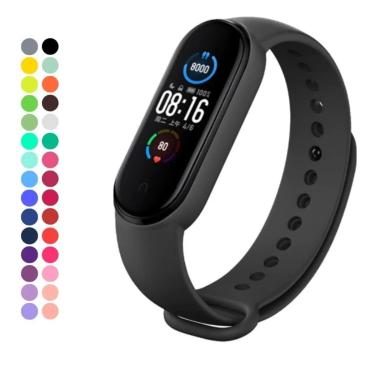 Imagem de Pulseira de Silicone preta Para Relógio Mi Band 2, fecho aprimorado