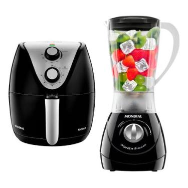 Imagem de Kit Fritadeira Af3 1500w + Liquidificador Mondial L-550 110v, Preto, 1