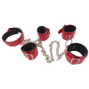 Imagem de Conjunto de Algemas AL006 Couro Legítimo - Blood Art, Vermelho