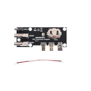 Imagem de Placa adaptadora Micro HDMI para Raspberry Pi 5/4B, saída dupla 4K com alimentação USB-C e conector RTC Ba-ttery, fácil expansão para faça você mesmo, projetos de codificação e aprendizado