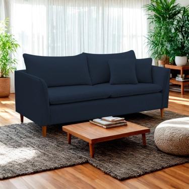Imagem de Sofá 2 Lugares Retrô 204m Veludo Kassia Azul Marinho