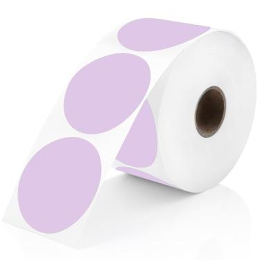 Imagem de Perco Etiquetas adesivas térmicas de círculo redondo lavanda de 5 cm — 735 etiquetas por rolo, compatível com impressora térmica direta, adesivo permanente, cores vibrantes, fixação forte, perfurado