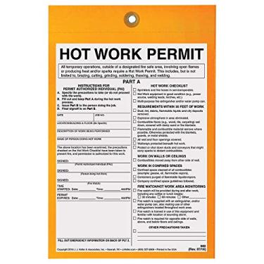 Imagem de Etiqueta Hot Work Permit Pacote com 25 - 15,24 cm x 23 cm, Cartolina, 2 Camadas, Pré-Numerados, Fios de Etiqueta de 30,5 cm Anexados - J. J. Keller & Associates
