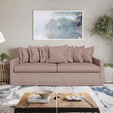 Imagem de Sofá Living Laguna 2,40m Com Capa Removível Lavável Cor Bege Escuro 2253
