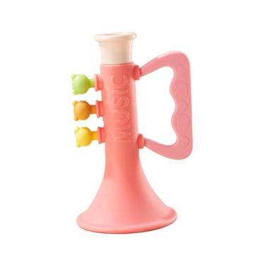 Imagem de Generic Trompete de brinquedo educacional musical, brinquedo para festa, viagem, desenvolvimento, feriados, cabo ergonômico, chifre infantil, desenho animado, Rosa