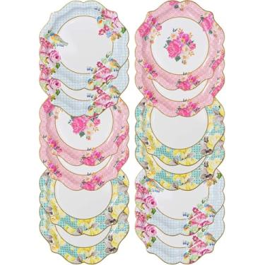 Imagem de Tabelas falantes realmente Scrumpcious pratos florais para uma festa de chá, casamento, multicolorido, Pastel Colors, Plates, 1