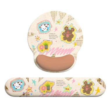 Imagem de Conjunto de mouse pad para descanso de pulso ilustrado em silicone e s