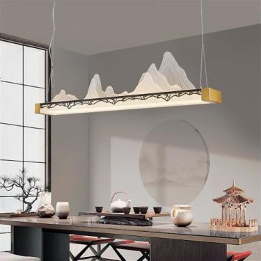 Imagem de Luminária pendente contemporânea de LED para restaurante, estilo chinês retrô, criativa, para balcão de bar, sala de estar, quarto, escritório, hotel ou casa de chá (Estilo 31 L121CM)