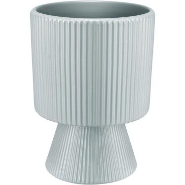 Imagem de Cachepô Vaso Decorativo Planta Redondo Home&co Cerâmica 16x12x12cm Azul Claro