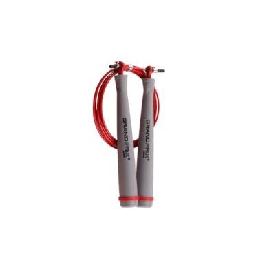 Imagem de Corda de pular Grand Prix Ultra Speed Pro para profissionais (S-808, Cinza-Vermelho) – Corda de arame ajustável para CrossFit, Boxe e Treinamento Fitness – Rotação suave, rápida e sem emaranhados