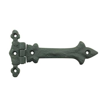 Imagem de Renovators Supply Manufacturing Dobradiça de alça de ferro forjado preto 12,7 cm estilo charme sulista ponta de lança montagem embutida alça resistente portão e dobradiças de porta com ferragens
