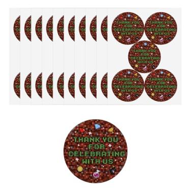 Imagem de 50 Etiquetas de Agradecimento em Pixel, 5cm Redondas Brilhantes Autocolantes Tema Jogos Autocolante de Agradecimento para Decoração Festas Aniversário Material e Lembranças Artesanais