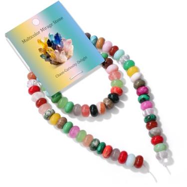 Imagem de GolbalJew Contas Rondelle de pedra natural de 5 x 8 mm para fabricação de joias, contas de abaco espaçador plano solto de pedra multicolorida para pulseira faça você mesmo, colar, artesanato, kits de
